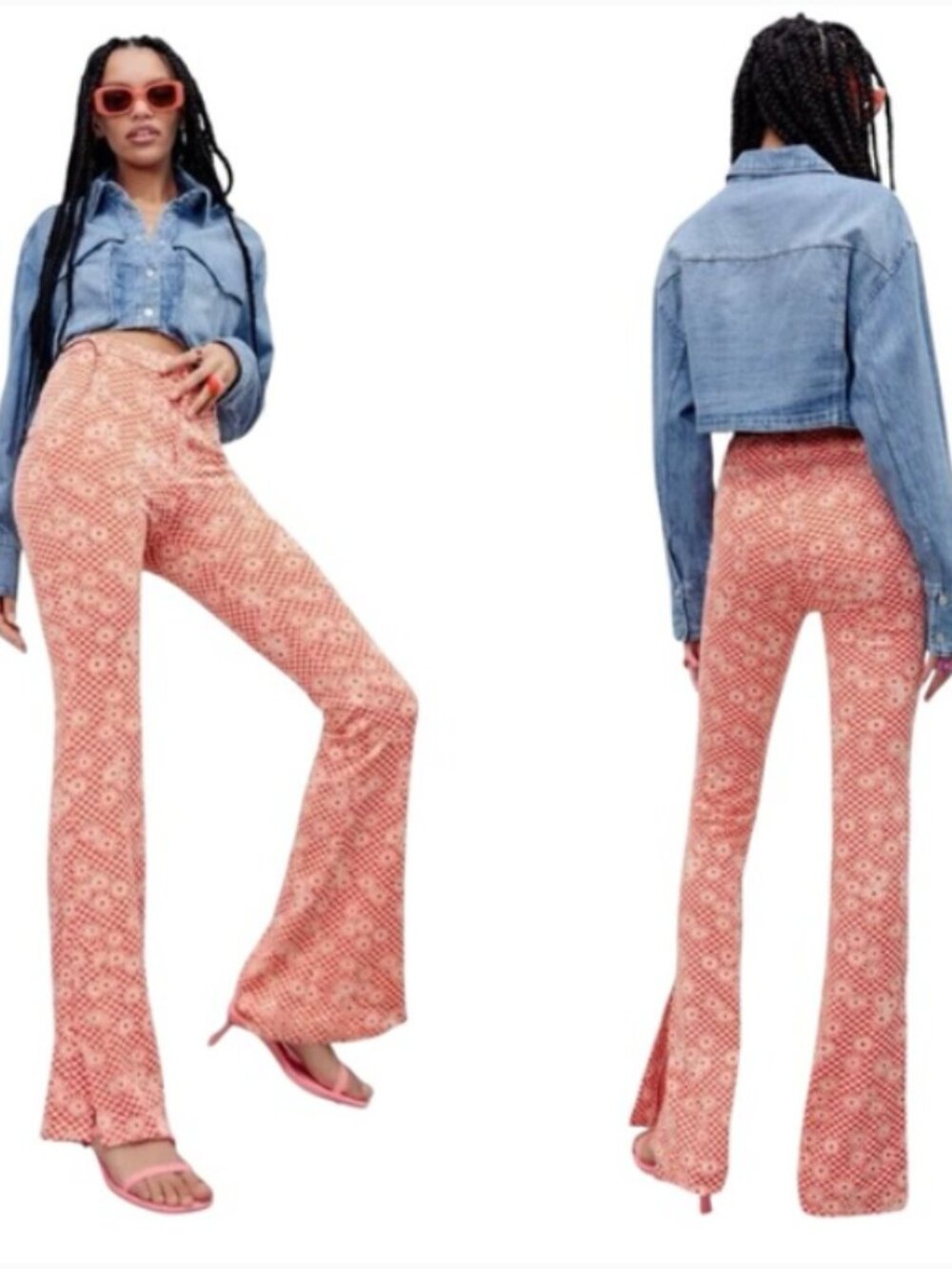 🌻New With Tags-Zara-Floral Print-High Waist-Retro-Daisy-Size XS-Size 25